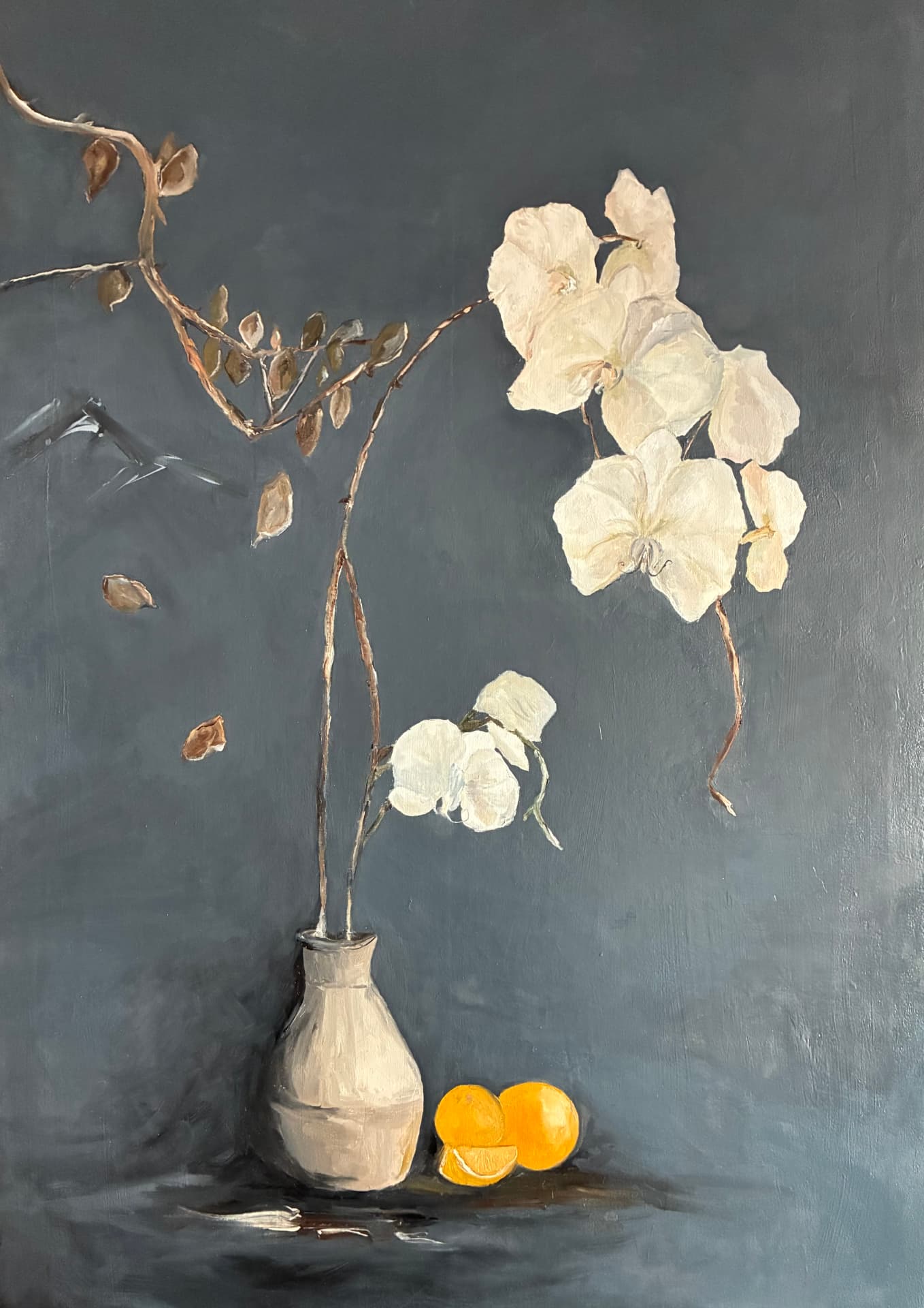 Orchids and Oranges, Oil on canvas